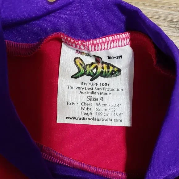 Radicool Skins Girls Pullover Rash Guard Size 4 - Picture 3 of 4